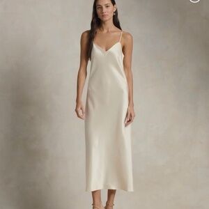 Ralph Lauren Satin Midi Slip Dress - Champagne - Size 0. New with Tags